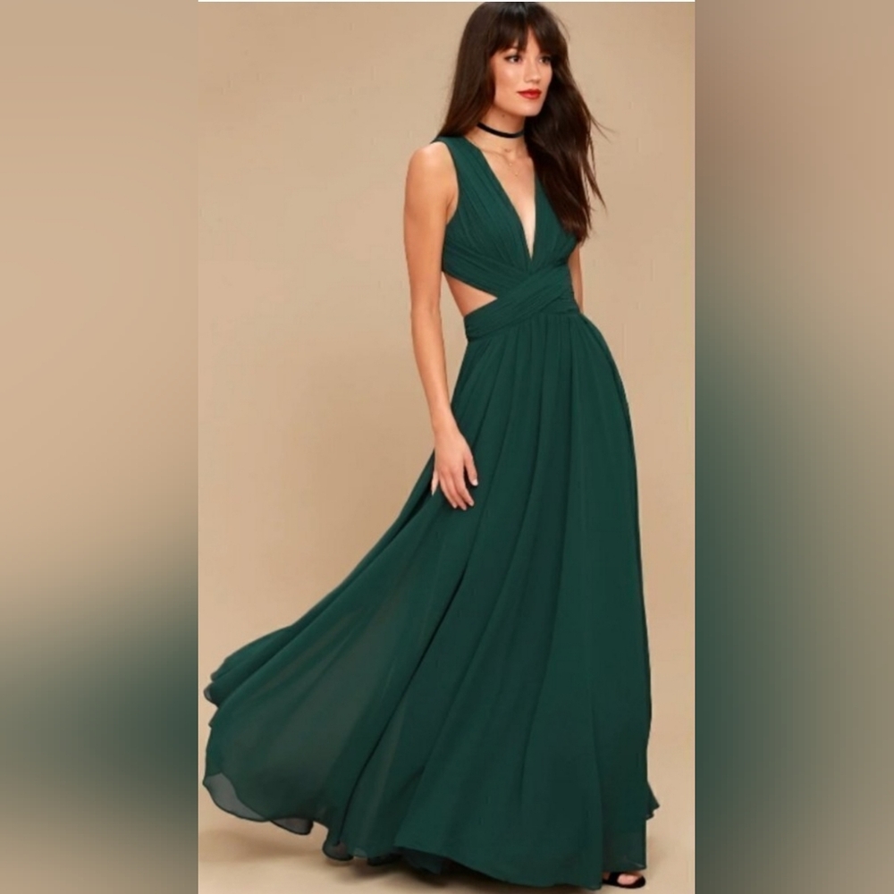 Lulus Cutout Emerald Maxi Dress